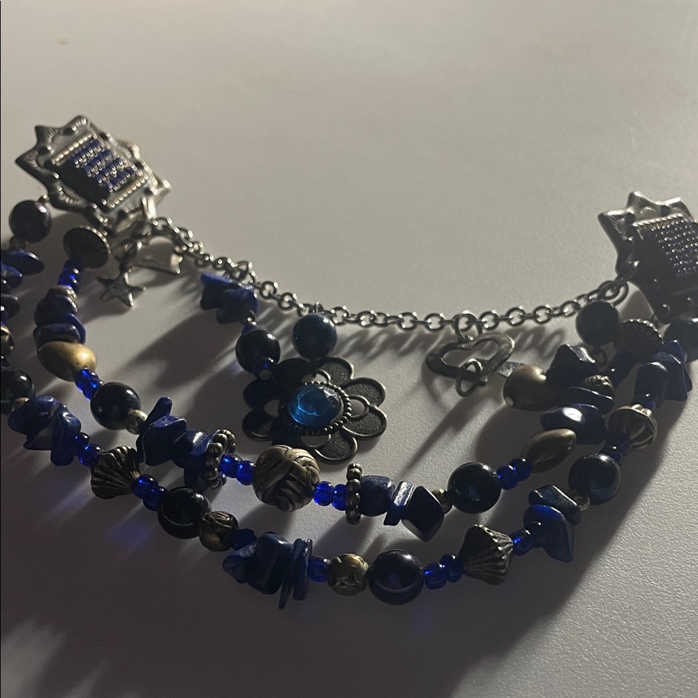 Handcrafted Blue Beaded pin - Unbranded
